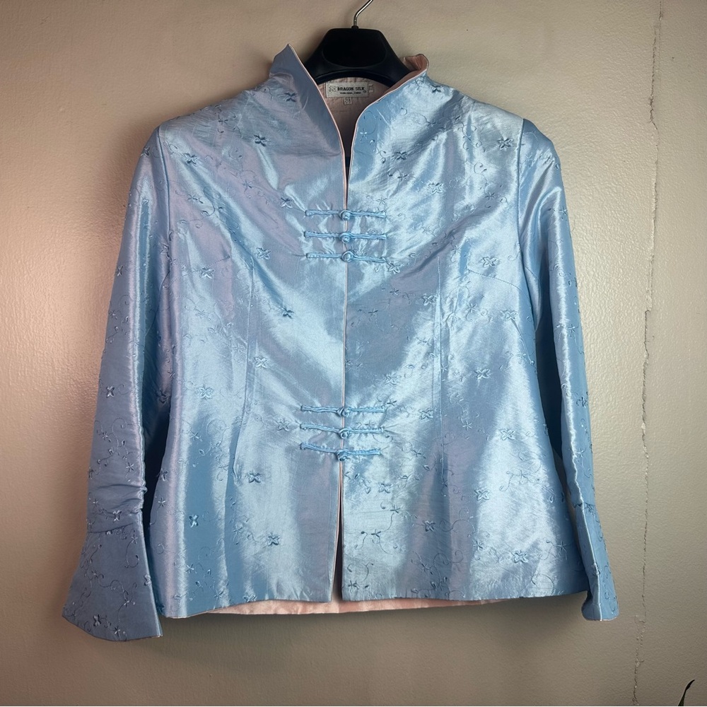 Dragon Silk Vintage Hanghou Chinese Embroidered Coat Sz XXXL